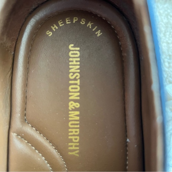 Johnston & Murphy Sheepskin Black Leather Wingtip Dress Shoes Mens 11